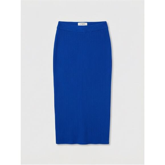 Umgee Blue Knit Mid-Skirt with Side Slits - Small Soft and Stretchy. - Picture 5 of 7